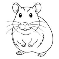 A hamster is standing in front of a white background coloring page vector