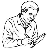 Man writing on paper coloring pages vector