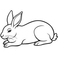 A rabbit is sitting on the ground coloring page vector