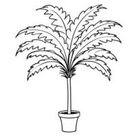 Palm tree in a pot coloring page vector