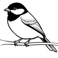Black and white drawing of a bird sitting on a branch vector