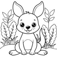 A cute kangaroo coloring page vector