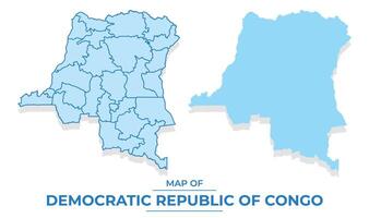 Democratic Republic of Congo map set simple flat and outline style illustration vector