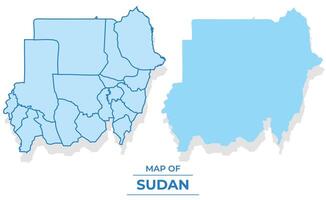 Sudan map set simple flat and outline style illustration vector