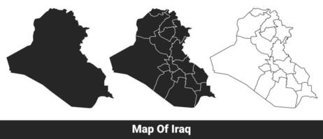 Black map of Iraq flat and outline style illustration set vector