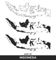 Black map of Indonesia flat and outline style illustration set vector