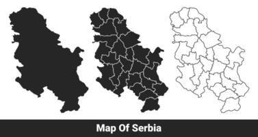Black map of Serbia flat and outline style illustration set vector