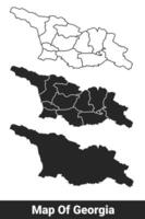 Black map of Georgia flat and outline style illustration set vector