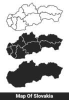 Black map of Slovakia flat and outline style illustration set vector