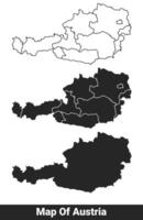 Black map of Austria flat and outline style illustration set vector