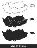 Black map of Cyprus flat and outline style illustration set vector