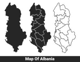 Black map of Albania flat and outline style illustration set vector