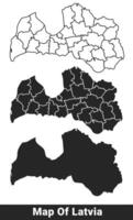 Black map of Latvia flat and outline style illustration set vector
