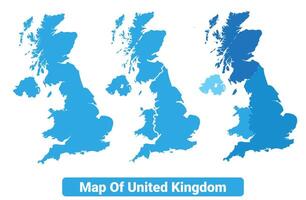 Bluescale United Kingdom map in different style border outline illustration set vector