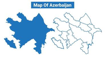 Azerbaijan simple flat map outline style illustration set vector