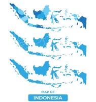 Bluescale Indonesia map in different style border outline illustration set vector
