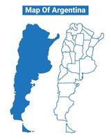 Argentina simple flat map outline style illustration set vector
