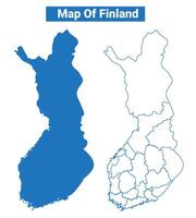 Finland simple flat map outline style illustration set vector