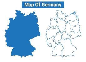 Germany simple flat map outline style illustration set vector
