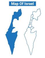 Israel simple flat map outline style illustration set vector