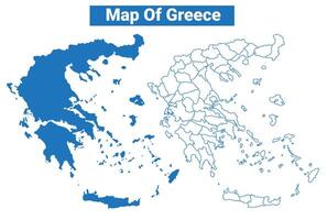 Greece simple flat map outline style illustration set vector
