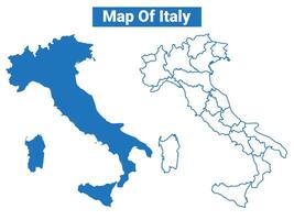 Italy simple flat map outline style illustration set vector