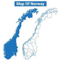 Norway simple flat map outline style illustration set vector
