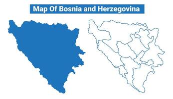 Bosnia simple flat map outline style illustration set vector