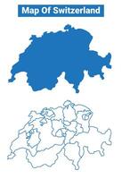 Switzerland simple flat map outline style illustration set vector