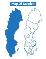 Sweden simple flat map outline style illustration set vector