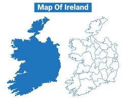 Ireland simple flat map outline style illustration set vector