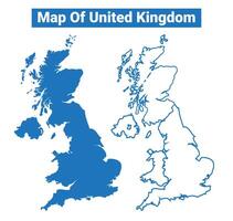 United Kingdom simple flat map outline style illustration set vector