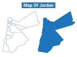 Jordan simple flat map outline style illustration set vector