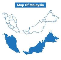 Malaysia simple flat map outline style illustration set vector