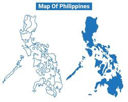 Philippines simple flat map outline style illustration set vector