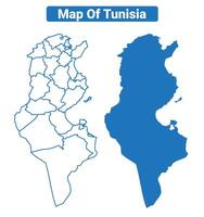 Tunisia simple flat map outline style illustration set vector