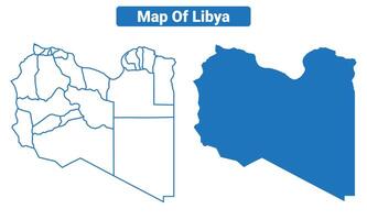 Libya simple flat map outline style illustration set vector