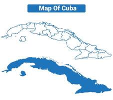 Cuba simple flat map outline style illustration set vector