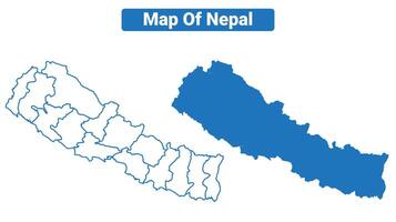 Nepal simple flat map outline style illustration set vector