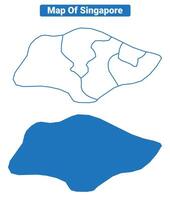 Singapore simple flat map outline style illustration set vector