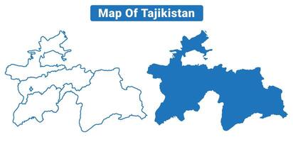 Tajikistan simple flat map outline style illustration set vector