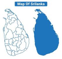 Sri Lanka simple flat map outline style illustration set vector