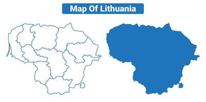 Lithuania simple flat map outline style illustration set vector
