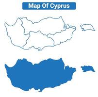 Cyprus simple flat map outline style illustration set vector