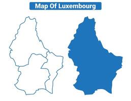 Luxembourg simple flat map outline style illustration set vector