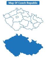 Czech Republic simple flat map outline style illustration set vector
