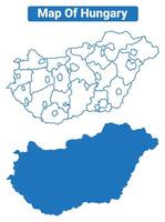 Hungary simple flat map outline style illustration set vector
