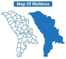 Moldova simple flat map outline style illustration set vector