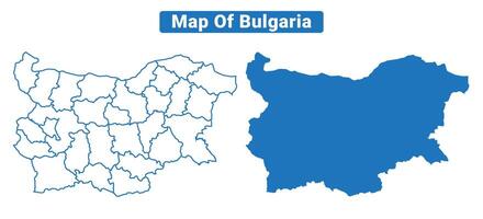 Bulgaria simple flat map outline style illustration set vector