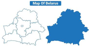 Belarus simple flat map outline style illustration set vector